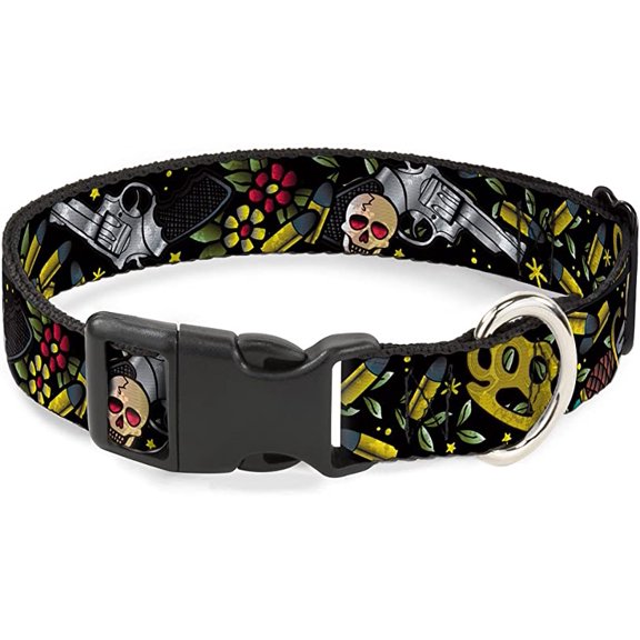 Buckle-Down PC-W30220-NS Born To Raise Hell Close-Up Black Plastic Clip Collar, Narrow Small/6-9"