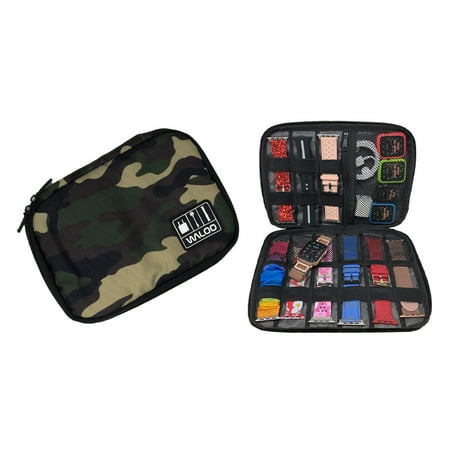Waloo Small Electronics Organizer Pouch for Travel - Premium Travel Case Accents - Mesh Pocket for Cables Cords USB SD Card and Chargers Accessories Organizer Travel Electronics Bag