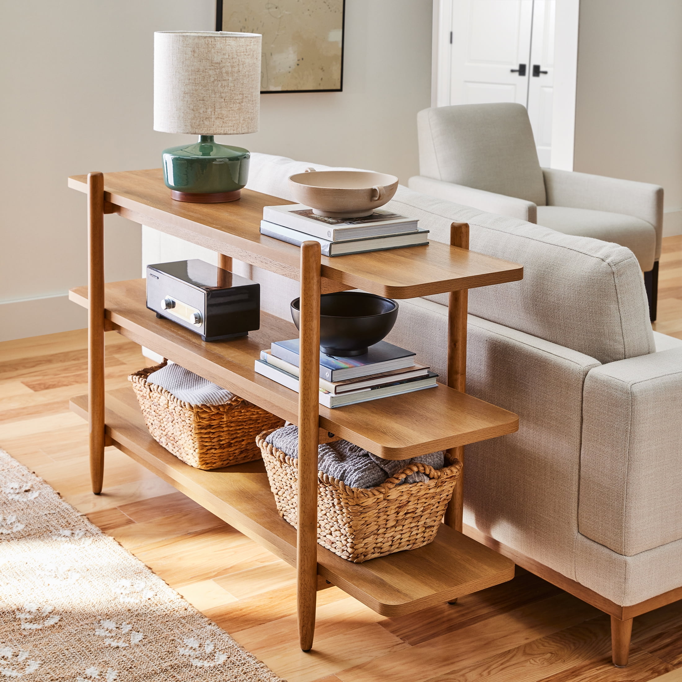 Better Homes & Gardens Springwood Horizontal Bookcase, Light Honey Finish