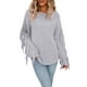 thumbnail image 1 of VISgogo Suéter de talla grande para mujer, suéter de punto con flecos de cuello redondo de manga larga de color sólido informal VISgogo moda, 1 of 6