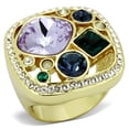 thumbnail image 1 of IP Gold(Ion Plating) Stainless Steel Ring with Top Grade Crystal in Multi Color for Women Multi Color Stone Color Style TK855 Size 6, 1 of 4