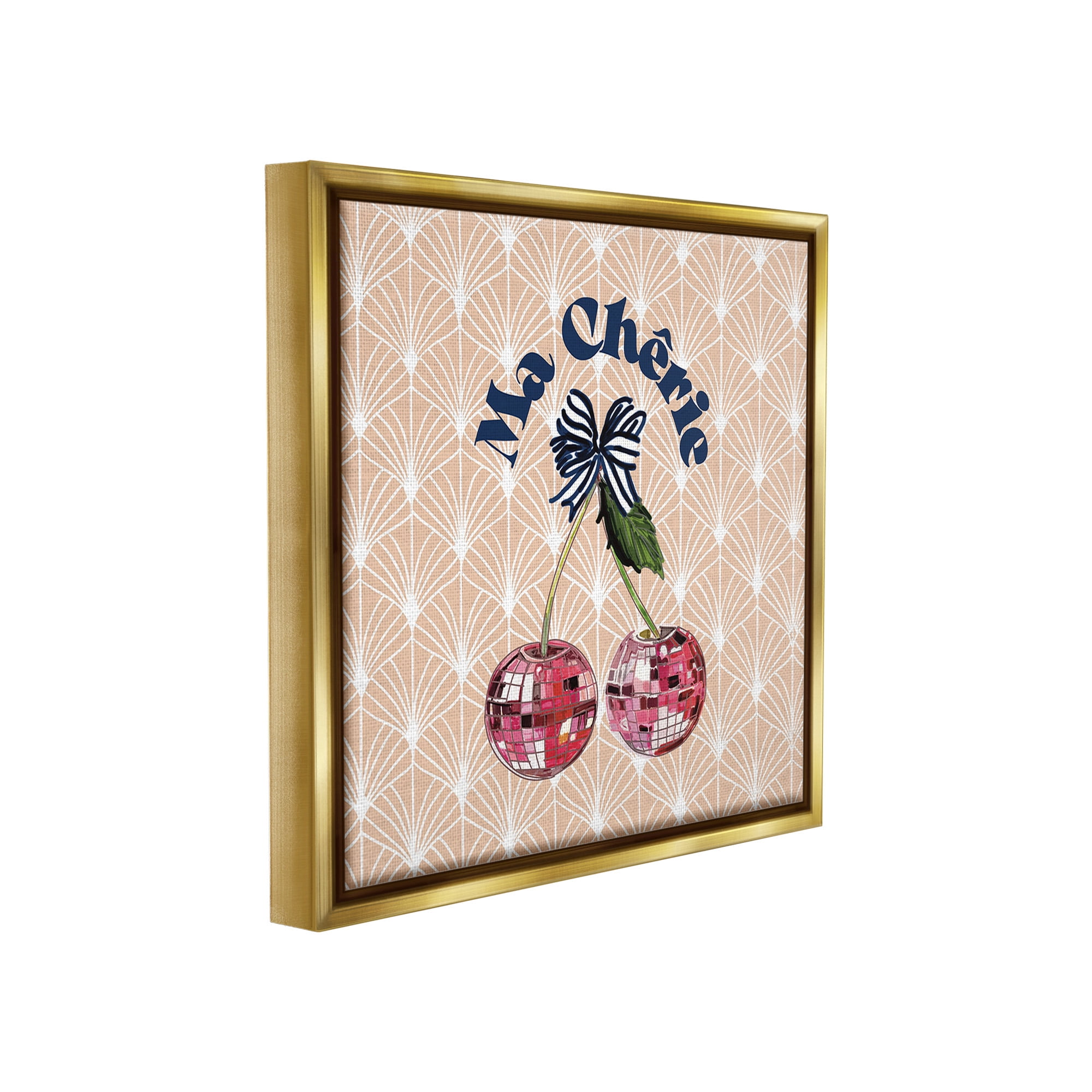 Stupell Industries Botanical Patterned Cherries Food & Beverage Painting Gold Floater Framed Canvas Art Print Wall Art, 18 x 18