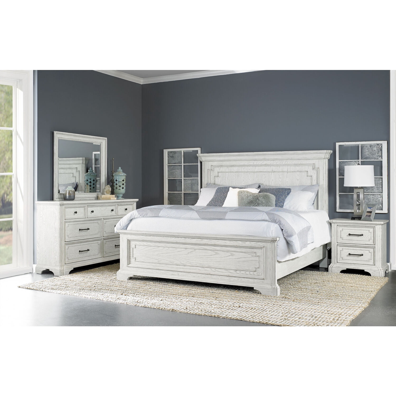 Alpine Furniture Clara Wood 7 Drawer Dresser in White