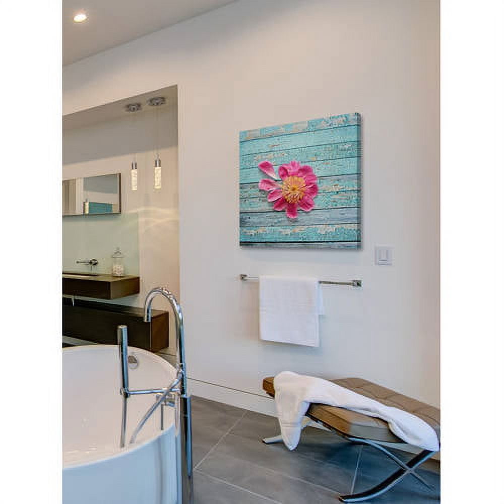 "Peony on Aqua" Painting Print on Wrapped Canvas
