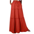 thumbnail image 3 of Dianli Gifts Skirt Midi Skirts Women's Solid Color Fall Elastic Waist Tie Pocket Ankle Length Skirt Drawstring Waist Black Fungus Edge Splice Casual Boho Midi Skirt, 3 of 8