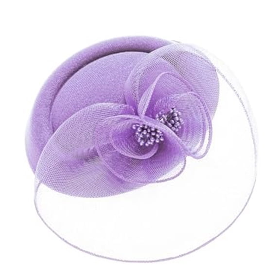 VISALY Fascinators Hat Hair Clip Headband Church Tea Party Mesh Headwear Fascinators Feather Headband Pillbox Cocktail Wedding Fascinators Feather Mesh Wedding Fascinator Light Violet One Size