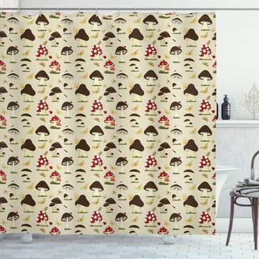 Ambesonne Mushroom Shower Curtain, Wild Forest Bees Dots, 69"Wx70"L, Multicolor