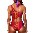 thumbnail image 4 of One Shoulder Swimsuits for Women's Tribal One Piece African Print Bathing Suit Cut Out Sexy High Waisted Swimwear, 4 of 4