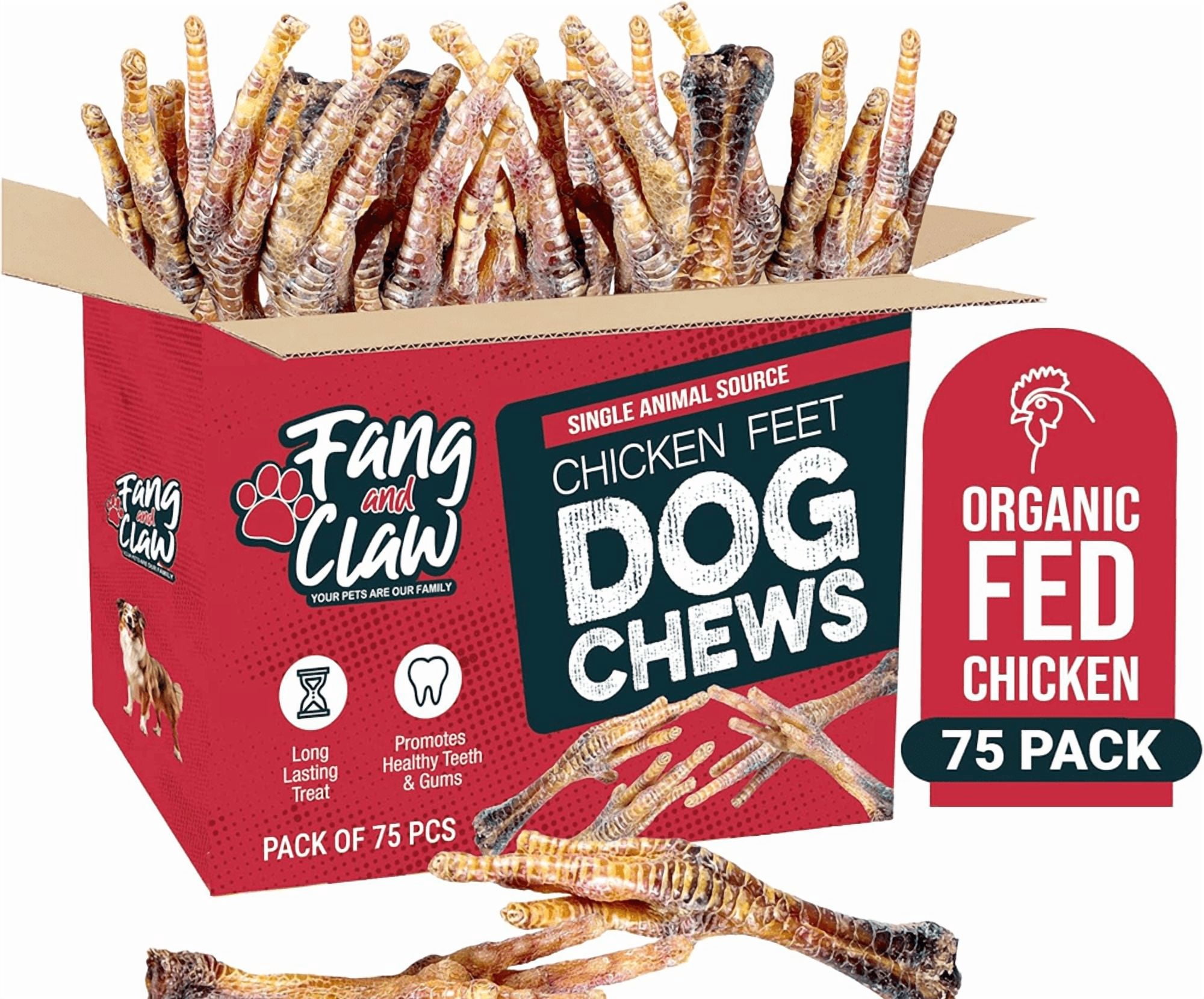Natural Chicken Feet for Dogs, Treats – 75 Count Pack – Single Ingredient, All‑Natural, Air‑Dried Chicken Feet Chews, High Protein, Low Calorie, Digestible, Hip & Joint Support