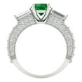 thumbnail image 4 of Three-Stone Engagement Ring for Women - 2.33ct Simulated Emerald in 14K White Gold Promise Ring, 4 of 6