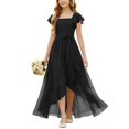 thumbnail image 4 of EnJoCho Girls Chiffon Junior Bridesmaid Dress Square Neck Flutter Sleeves High Low Formal Party Flower Girl Wedding Holiday Dance Pageant Evening Gown, 4 of 4