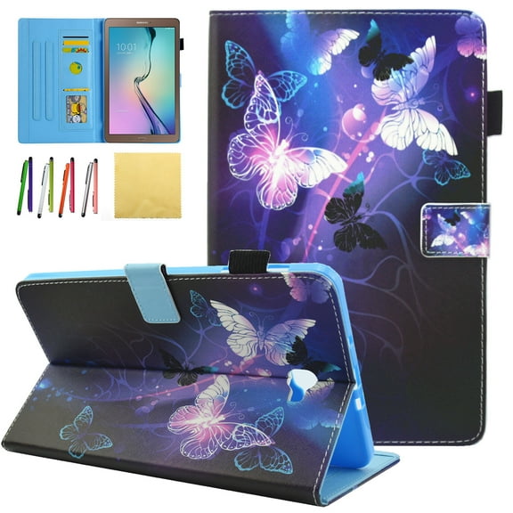 Galaxy Tab A 10.1 Case - Allytech Premium PU Leather Stand Smart Case with Auto Wake/Sleep & Card Slots for Samsung Galaxy Tab A 10.1 with No S Pen (SM-T580/T585/T587), Purple Butterfly