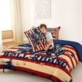 thumbnail image 4 of Manfei Western Cowboy Full Size Comforter Sets,Bull Riding Letter Bedding Comforter Set,Red Blue Us Flag Decor,Navy Blue Reversible,3pcs,1 Comforter and 2 Pillowcases, 4 of 7