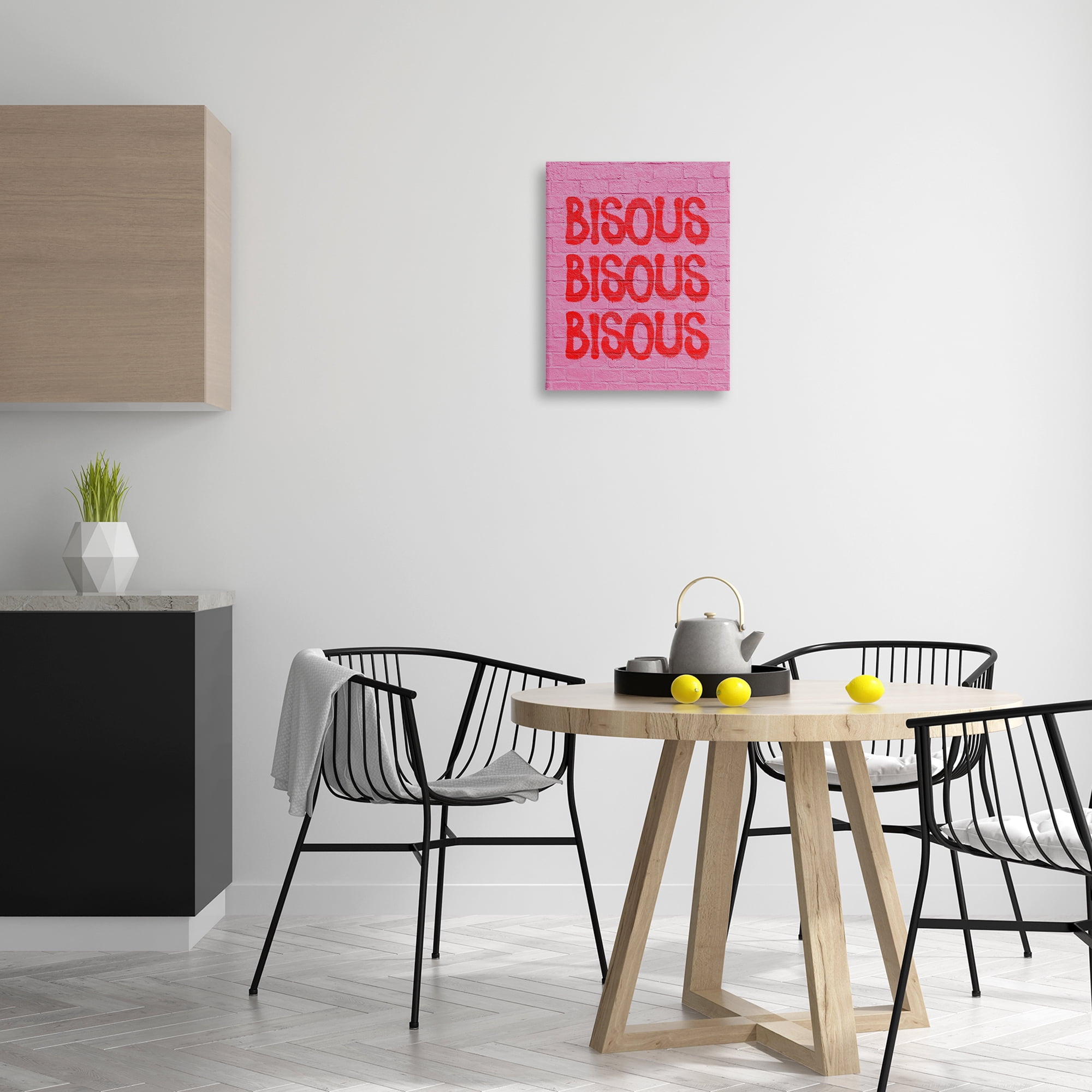Stupell Industries Bisous on Brick Pattern Text & Numbers Painting Wrapped Canvas Art Print Wall Art, 16 x 20