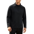 thumbnail image 2 of Ceisia Men's Quarter Zip Stand Collar Pullover Long Sleeve Casual Solid Color Breathable Athletic Top Black XL Gift, 2 of 5
