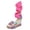 Pink, variant on Leopard Platform Wedge Heeled Strappy Sandals for Women 2026 Trendy Casual Elastic Mid Calf Band Espadrilles Chunky Extra Heels Dress Summer Shoes with Back Zipper Black Size 6.5