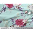 thumbnail image 3 of Soimoi Green Georgette Viscose Fabric Leaves & Peony Floral Print Fabric by Yard 42 Inch Wide, 3 of 3