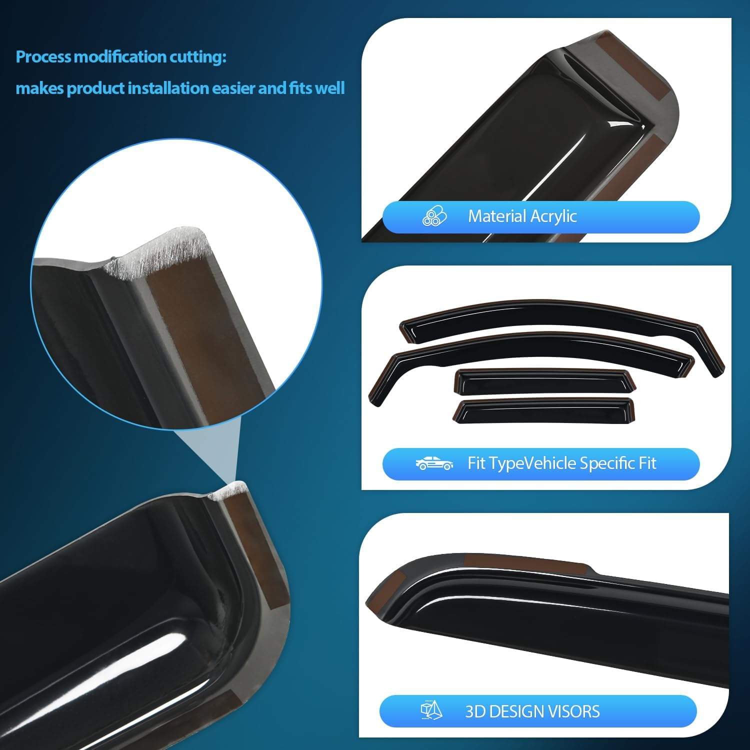 Nilight Vent Window Visors for Hyundai Santa Cruz 2022 2023 2024 2025, in-Channel Rain Guards, Original Window Deflectors-4PCS