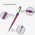 thumbnail image 4 of Knirps A.760 Curved Handle Rain Umbrella for Adults in Violet – 42" Windproof Automatic Open Canopy, Ultra Lightweight Steel Aluminum Frame with Large Button, Rounded Tips, Polyester Case Included, 4 of 7