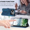 thumbnail image 5 of Leather For Apple iPhone 17 Pro Case Orchids&Butterflies Embossed 5-card  Flip Wallet Leather Case With Card Holder Magnetic Closure Phone Cases Cover With Hand Strap,Blue,For iPhone 17 Pro, 5 of 9