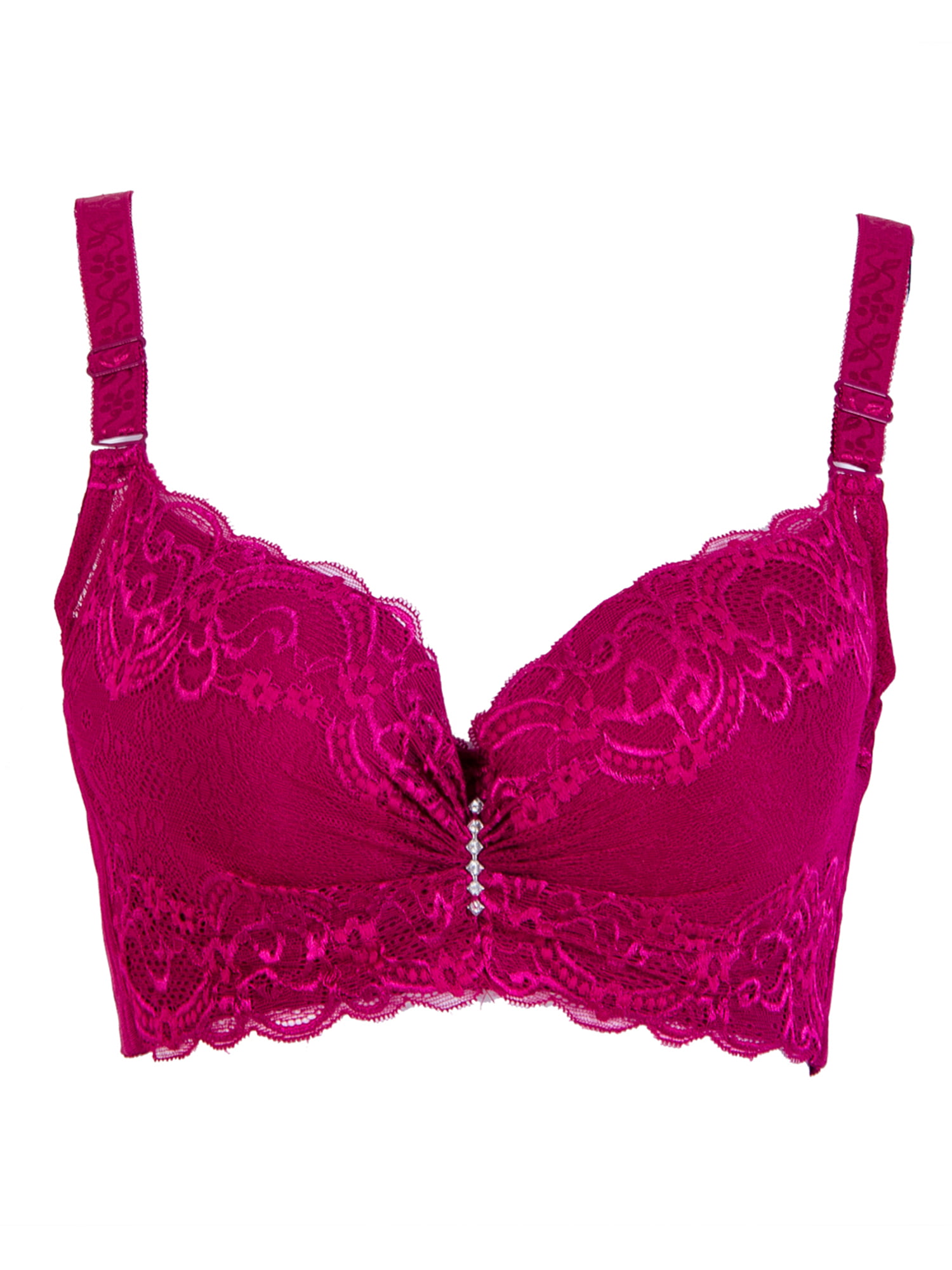 Women Bras Underwire Padded Up Embroidery Lace Bra Breathable Brassiere,C,36 Red