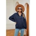 thumbnail image 3 of XCHQRTI Women's Zipper Sweatshirt V Neck Lapel Hoodie Long Sleeve Pullover Loose Fit Fall Sweatshirt, 3 of 8