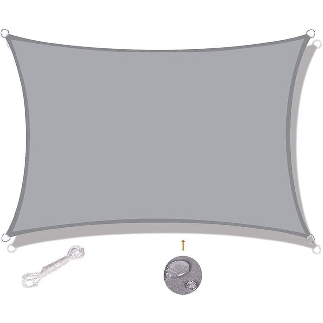 Vela de sombra rectangular, 2x4m, impermeable y resistente a los rayos UV, color gris