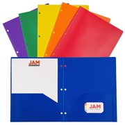 JAM Paper 2-Pocket School Folders Assorted Primary Colors 6/Pack (382EHPASTPR)