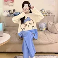 thumbnail image 4 of Kawaii Pajamas Suit Chiikawa Usagi Cotton Spring Hachiware Long Sleeves Pants Sleepwear Casual Homewear, 4 of 9
