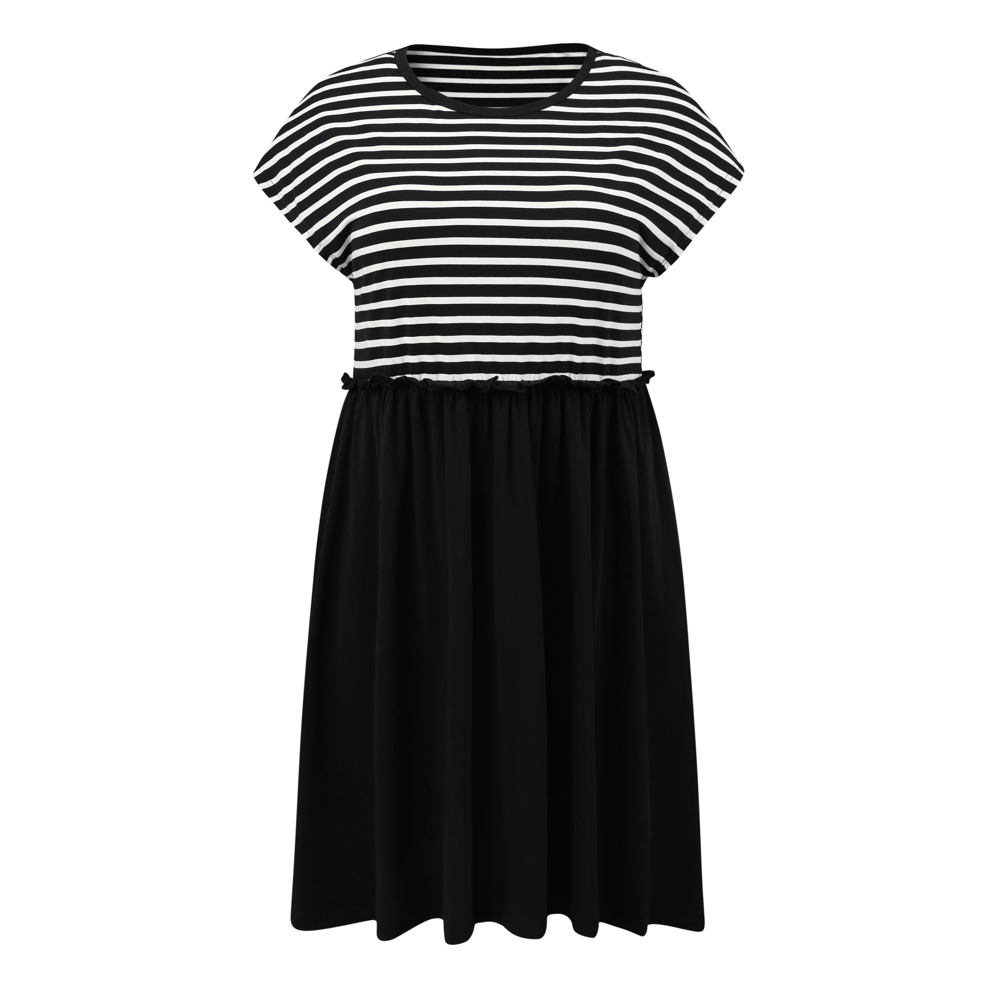 DARING DIVA Women's Plus Casual Midi A-Line and Striped Dress 2X Black