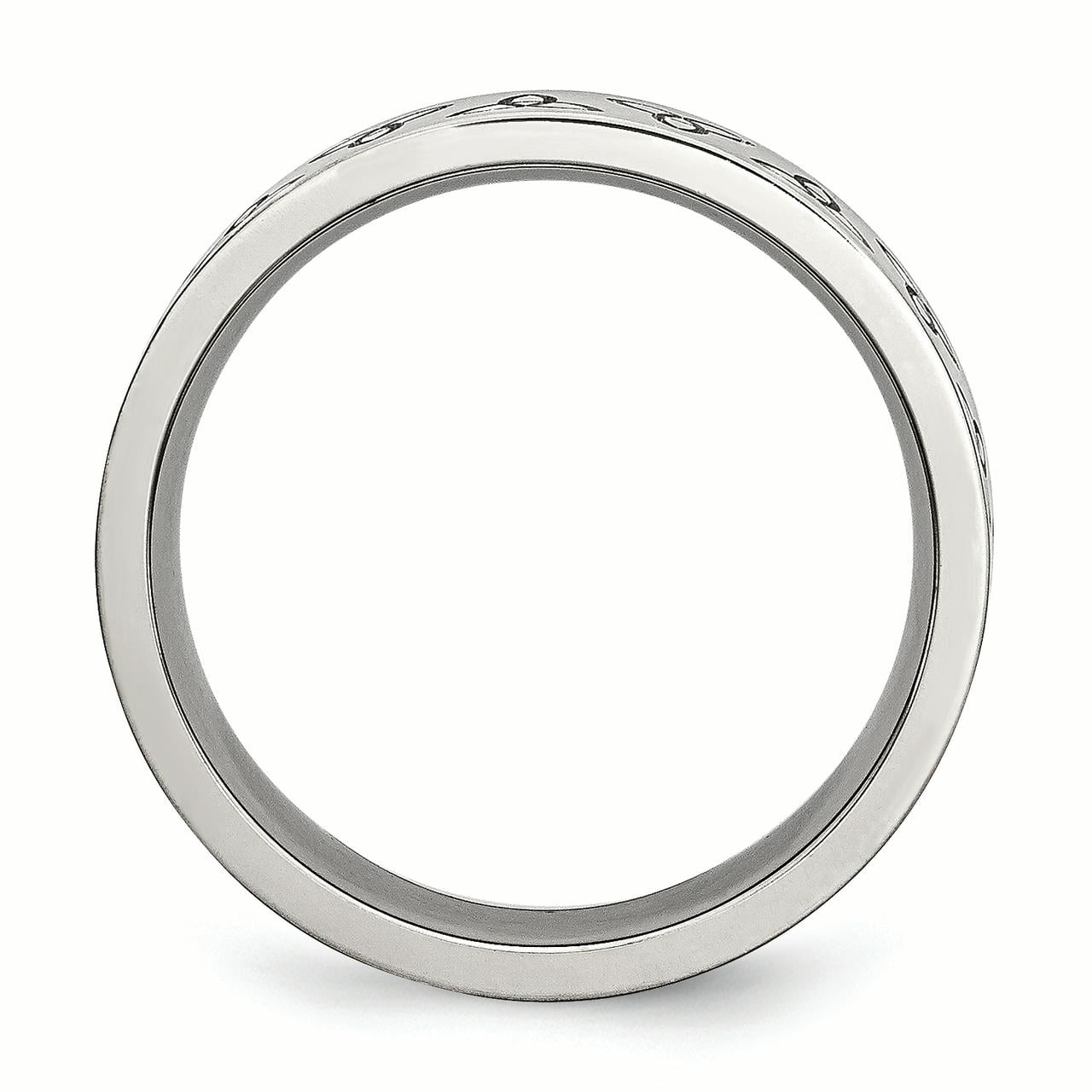 Primal Steel Stainless Steel Brushed with Engraved Trinity Symbol 6mm Band