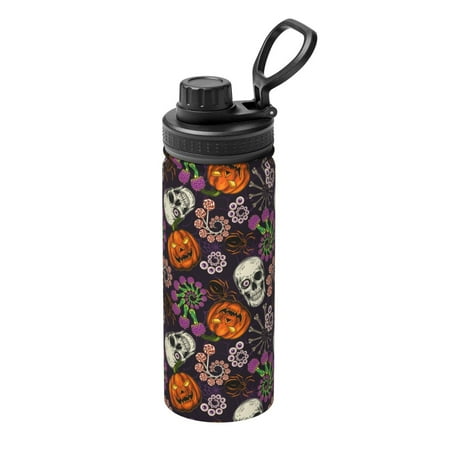 

Fuzoiu Halloween With Skull Print 18oz Sports Insulated Kettle Stainless Steel Vacuum Water Bottle Leakproof Sport Flask