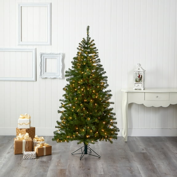 Nearly Natural Prelit 6' Pine Artificial Christmas Tree, Green