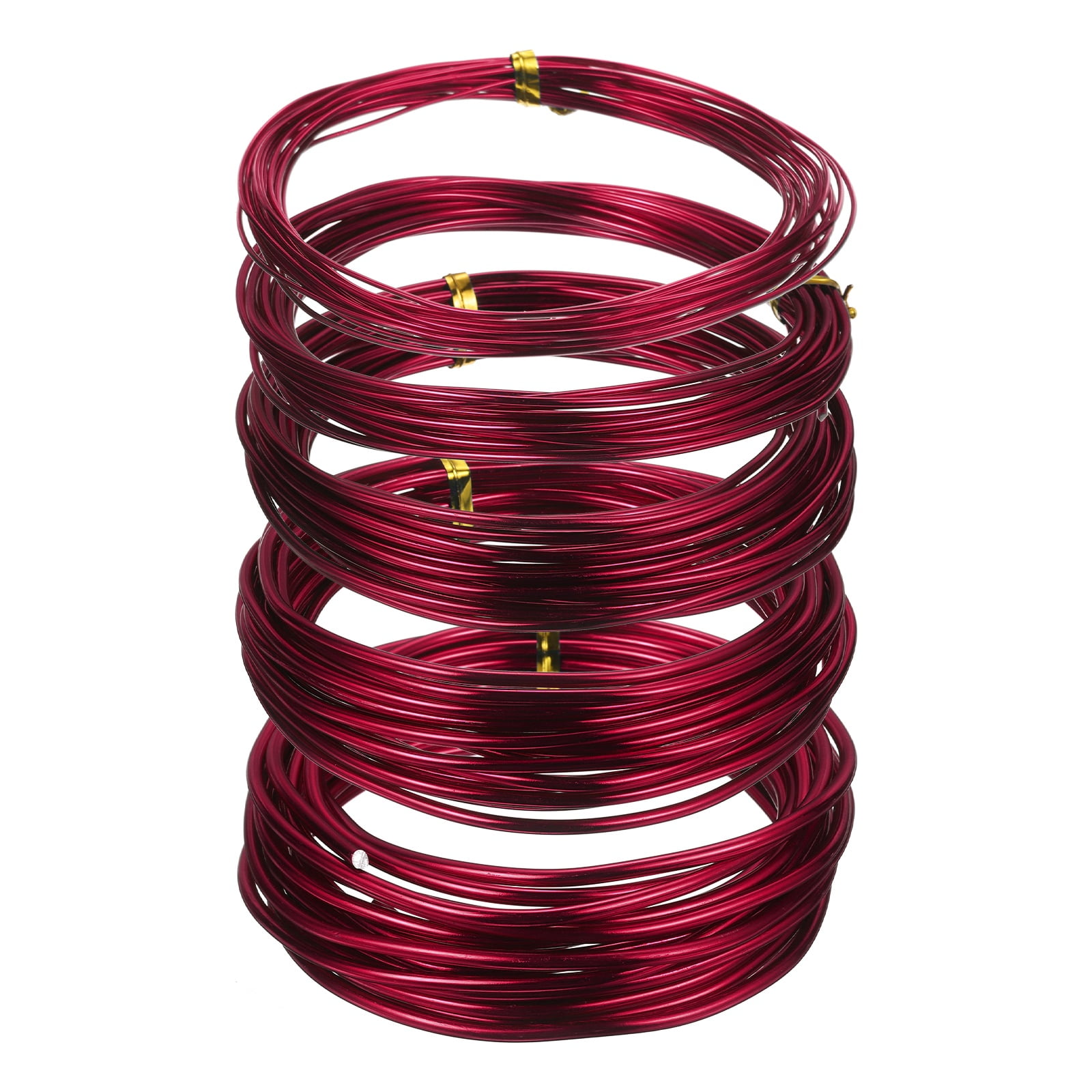 Uxcell 5 Roll Bonsai Wire 1/1.5/2/2.5/3mm Each Roll 16.4ft (5m) Anodized Aluminum Bonsai Wire for Gardening Tree Branch Fixing DIY Crafting, Wine Red