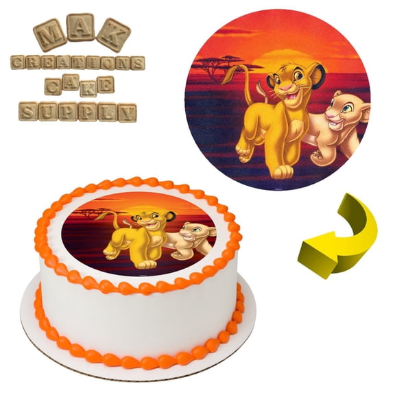 Lion King Simba & Nala  8" Round Edible Cake Topper ~ Can be used on 8", 9" or 10" Cakes
