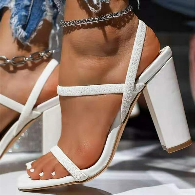 Verano nuevo estilo punta cuadrada tacones altos gruesos aumentan las sandalias de las mujeres Wmkox8yii shjk5259