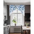 thumbnail image 3 of Blue Eucalyptus Leaves Swag Valances for Windows, Small Curtains Drapes, Watercolor Botanical Weeping Leaf Kitchen Window Curtains Over Sink Window Treatment Valance for Bedroom/Bathroom 56"x36", 3 of 5
