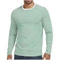 thumbnail image 2 of Xcmzpl Striped Long Sleeve Shirts for Men Casaul Color Block Pullover Tops Round Neck Going Out Outdoor Sports Shirt M-XXXL, 2 of 6
