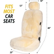 Zone Tech Genuine Sheepskin Ivory Car Seat Cover, Fluffy Luxury Wool Front Seat Covers, Universal Fits Car, Truck, SUV, Van