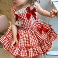thumbnail image 3 of Vestido de fiesta de estilo coreano de verano con escote cuadrado y estampado a cuadros para niñas, vestido sin mangas con lazo y encaje, vestidos de verano para niñas, 3 of 5