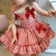 thumbnail image 3 of Vestido de fiesta de estilo coreano de verano con escote cuadrado y estampado a cuadros para niñas, vestido sin mangas con lazo y encaje, vestidos de verano para niñas, 3 of 5