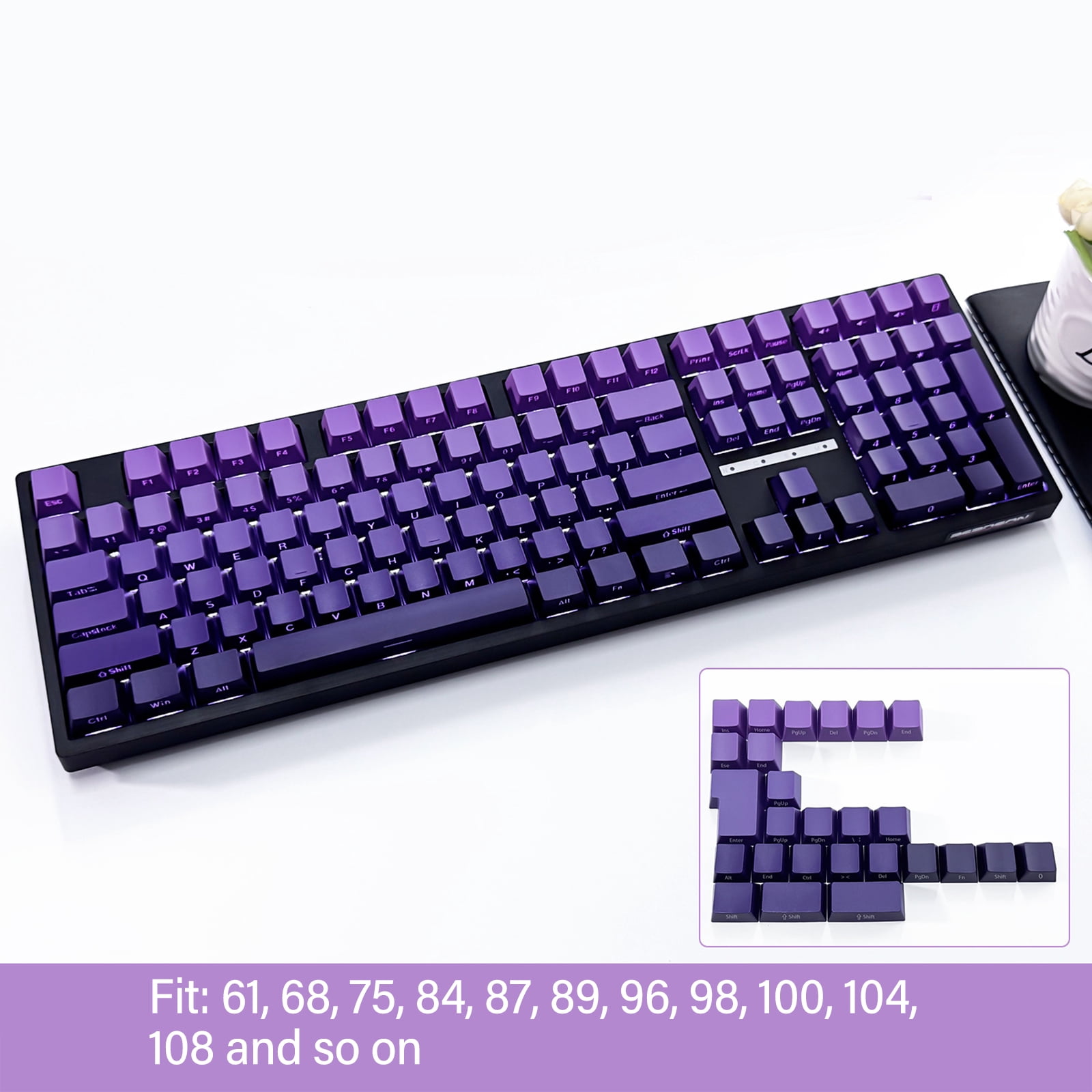 Purplee Gradients Original Height Keycaps 134Keys Shining Through Backlit keycapst for 60 80 61 64 68 75 Mechanical Keyboards