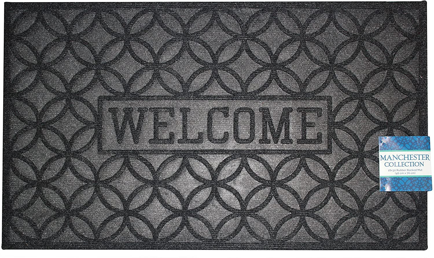 Doormats Welcome Mat Rubber Back Outdoor/Indoor Entryway Rug Manchester 18"x30" - Picture 9 of 9