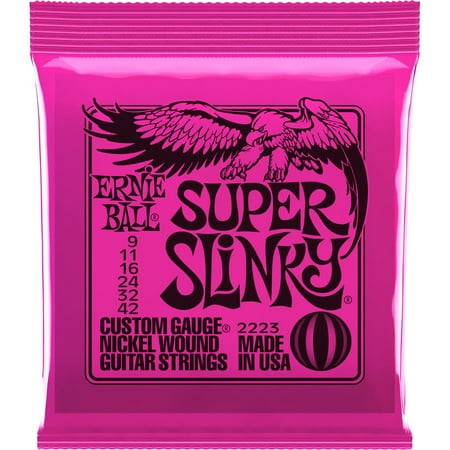 Nickel 12 String Slinky - Ernie Ball Super Slinky Custom Gauge Nickle Wound Guitar Strings - Nickel Wound Set, .009 - .042
