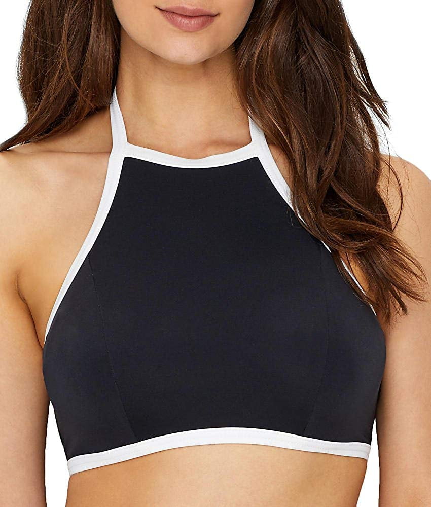 high neck crop swim