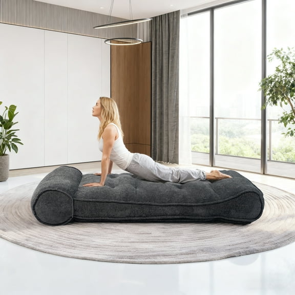 eVita  5-Position Adjustable Floor Chair with Back Support, Folding Lounge Chair for Adults, Lazy Sofa Recliner for Gaming Reading or Yoga, Corduroy Fabric, Steel Frame