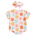 thumbnail image 3 of Mevireiy Baby Girl Bubble Romper Short Sleeve Floral Print Cute Summer One Piece Bodysuit, 3 of 7