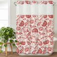 thumbnail image 3 of Red Spring Floral No Hook Shower Curtain Waterproof, Bathroom Curtains with Snap in Liners and See Through Top Window, Summer Botanical Farmhouse Hotel Style Bathtub Curtains Shower 72"Wx84"L, 3 of 8