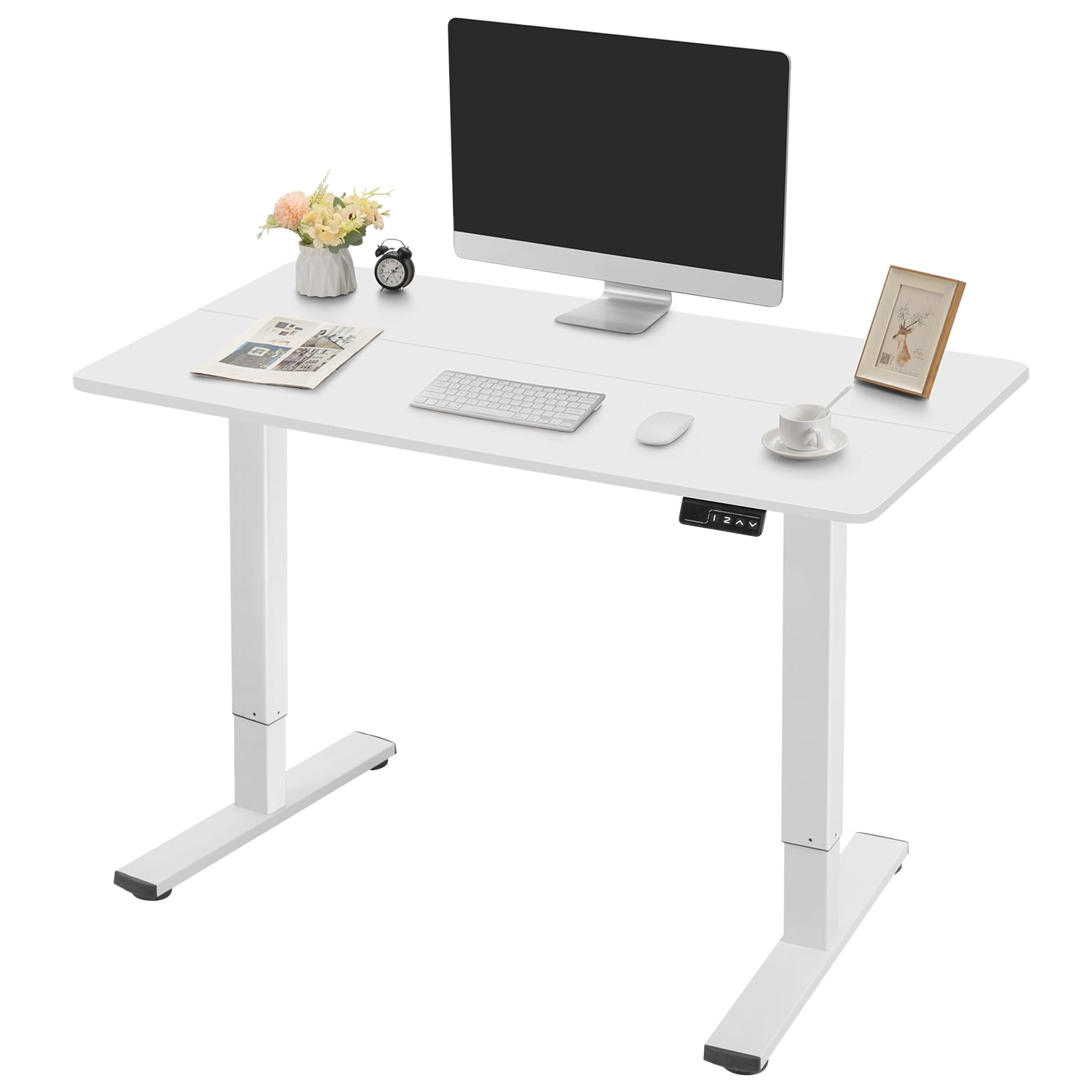 Homall 40" × 24" Electric Height Adjustable Standing Desk Home Office Computer Desk Memory Preset with T-Shaped Metal Bracket, White