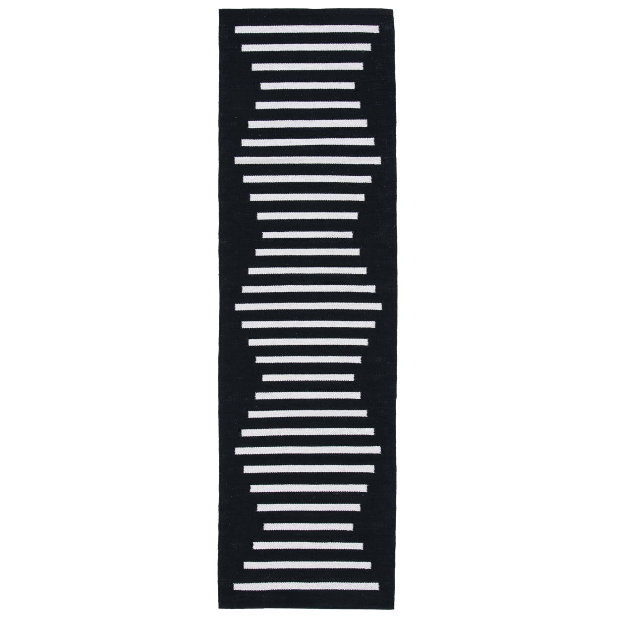 SAFAVIEH Montauk Amadine Striped Cotton Area Rug, Black/Ivory, 5' x 8'